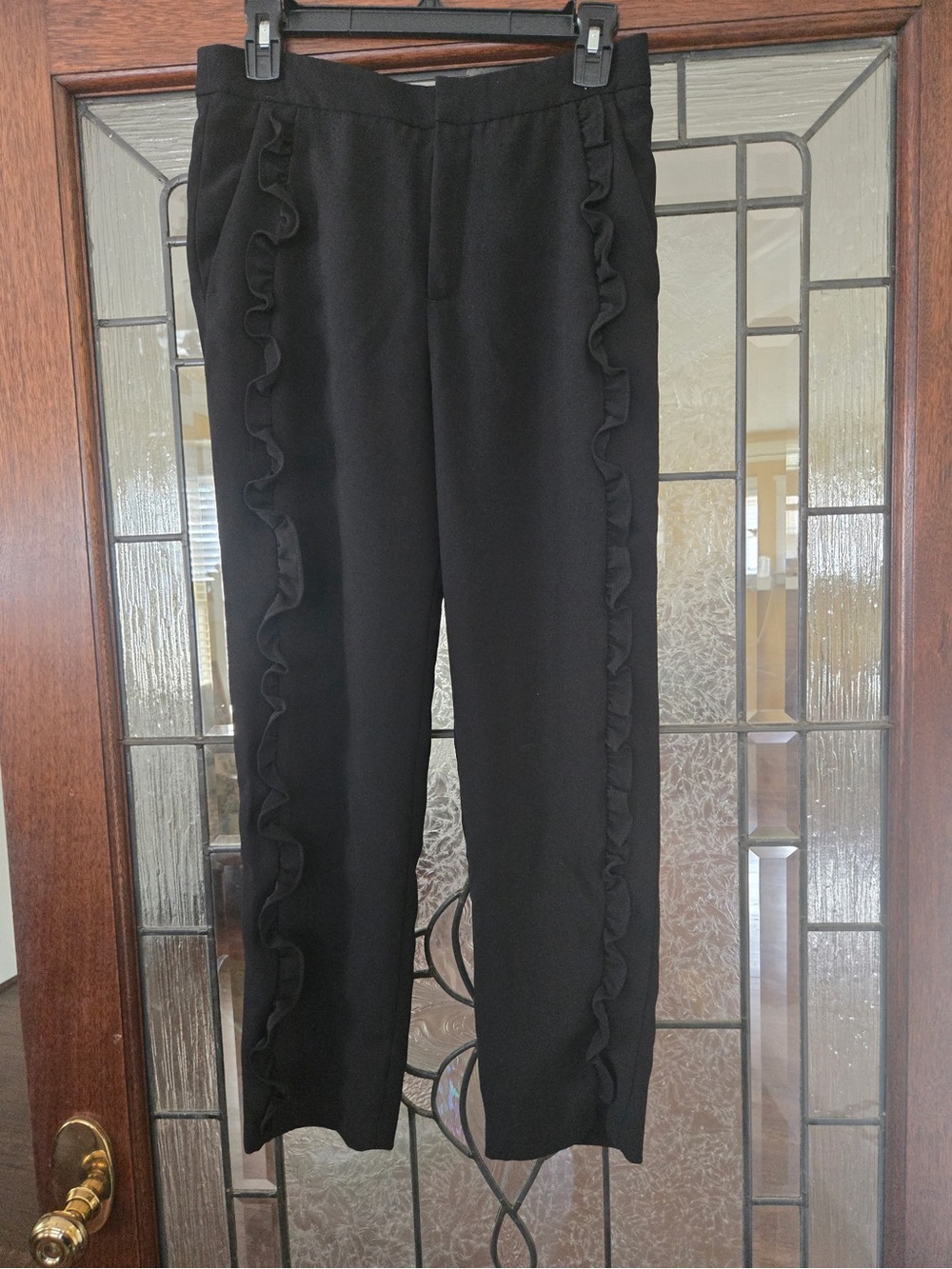 Zara Black Ruffle-Trim Trousers